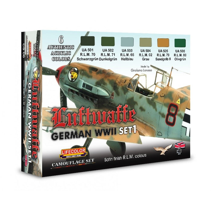 Lifecolor CS06 Luftwaffe German Aircraft WWII Set 1 (6 pk - 22ml)