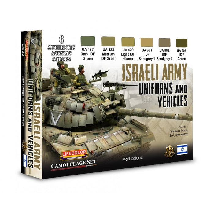 Lifecolor CS32 Israeli Army - Uniforms and Vehicles Set (6 pk - 22ml)