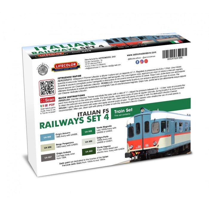 Lifecolor XS19 Italian Railways Set #4 (6 x 22ml)