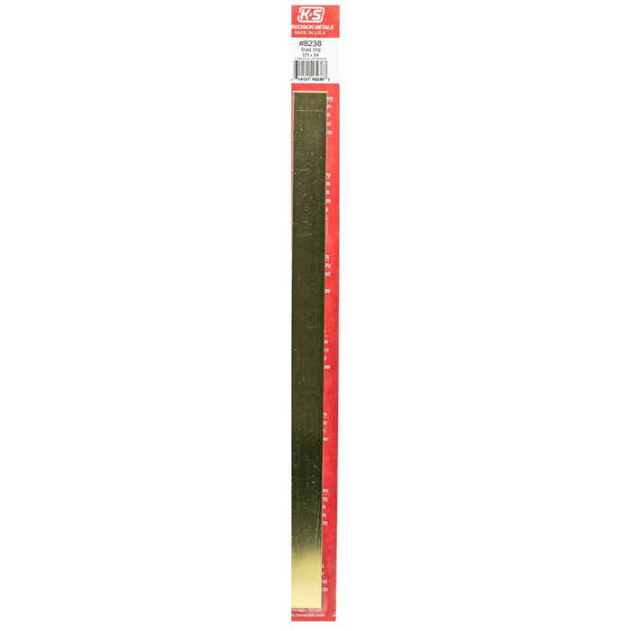 K&S 8238 Brass Strip 0.025 x 3/4 - 12" Length