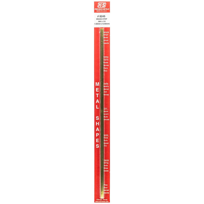 K&S 8245 Brass Strip 0.064 x 1/4 - 12" Length