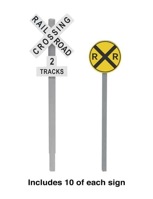 Walthers SceneMaster 949-4197 HO Railroad Crossing Signs - 10 Each Modern Advance Warning & Crossbucks