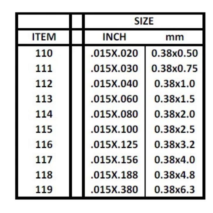 Evergreen 115 Strip 0.015 x 0.100  x 14 in (0.38 x 2.5 x 350 mm)