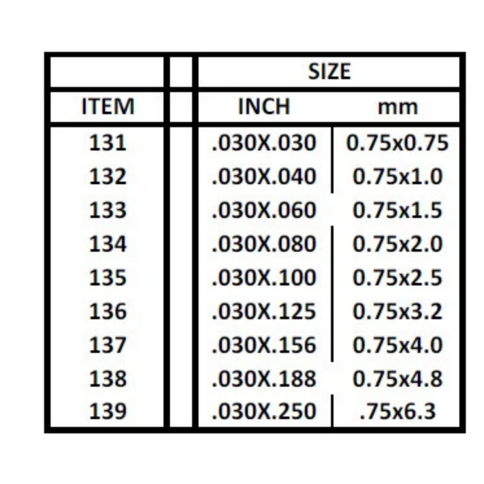 Evergreen 135 Strip 0.030 x 0.100  x 14 in (0.75 x 2.5 x 350 mm)