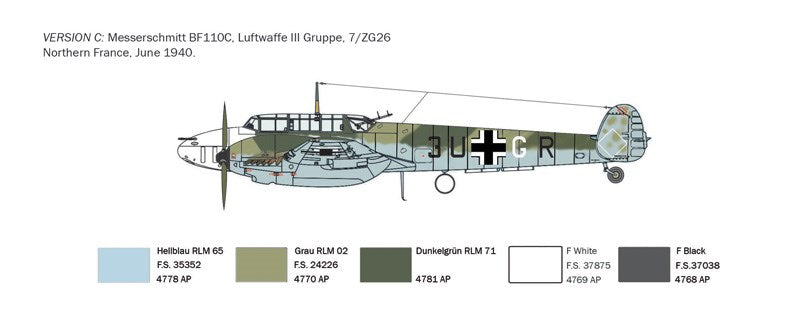 Italeri 049 1:72 Messerschmitt Bf110 C Zerstorer