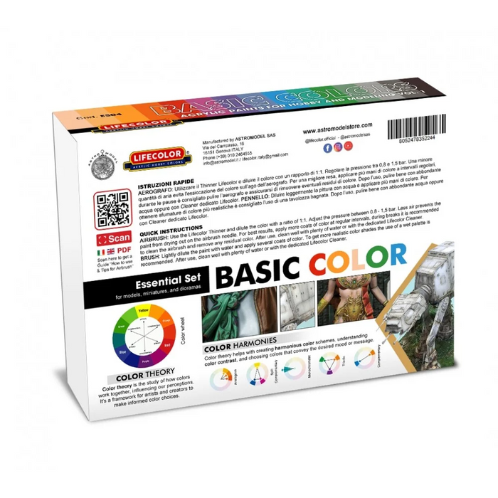 Lifecolor ES04 Basic Colours for Hobby & Modelling Vol. 1 (8 pk - 22ml)
