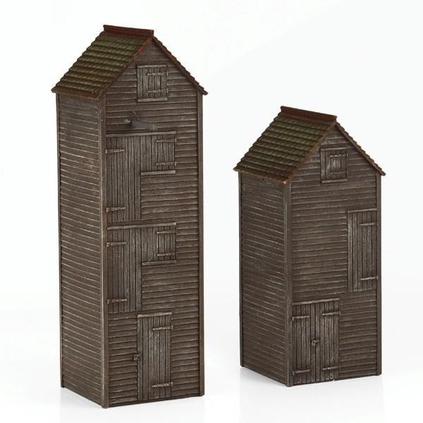 Scenecraft 44-0039 [OO] 1:76 Fishing Net Lofts (1 @ 37mm x 37mm x 122mm ; 1 @ 37mm x 37mm x 94mm)