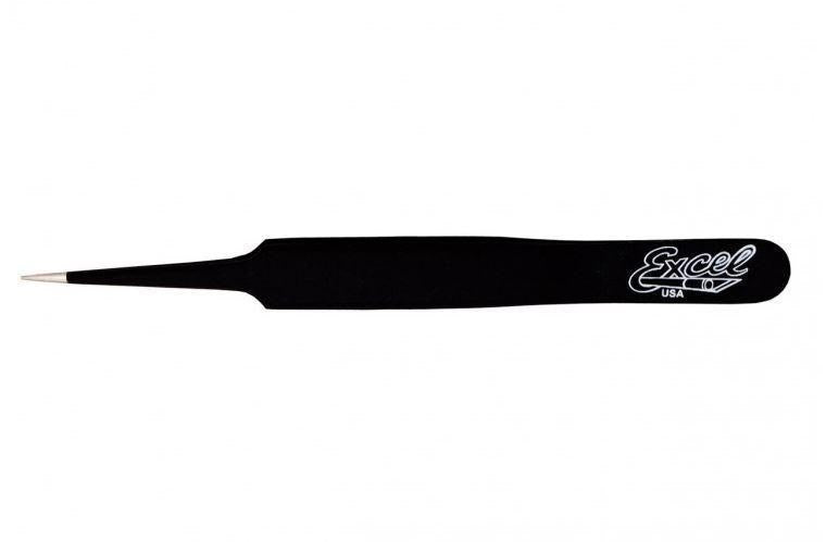 Excel 30421 4.5" Straight Point Tweezers (Black)