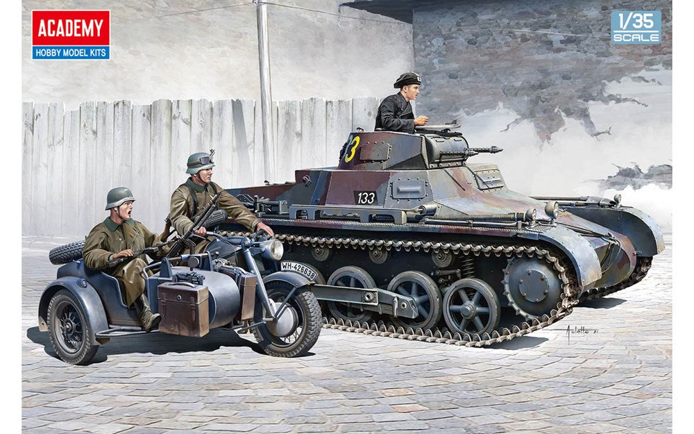 Academy 13556 1:35 Panzer 1 Ausf B with Zundap K750 & Sidecar