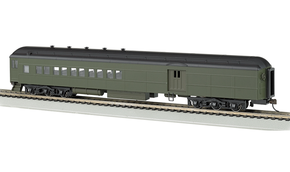 Bachmann USA 13608 [HO] 72' Heavyweight Combine - Pullman Green Unlettered (lighted)