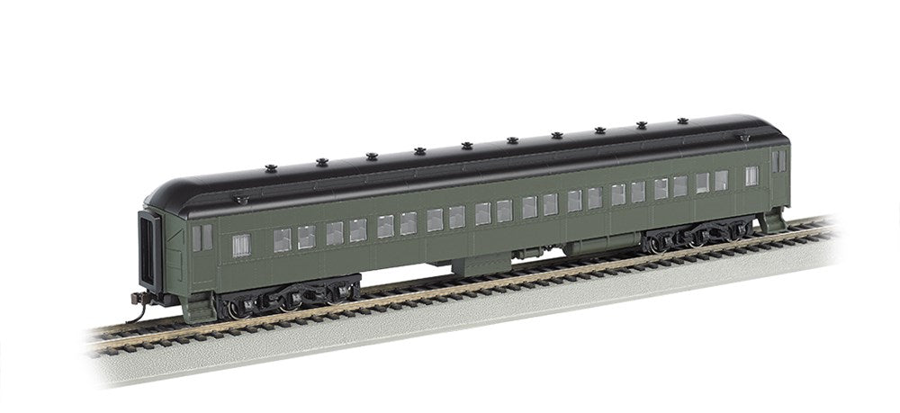 Bachmann USA 13708 [HO] 72' Heavyweight Coach - Pullman Green Unlettered (lighted)