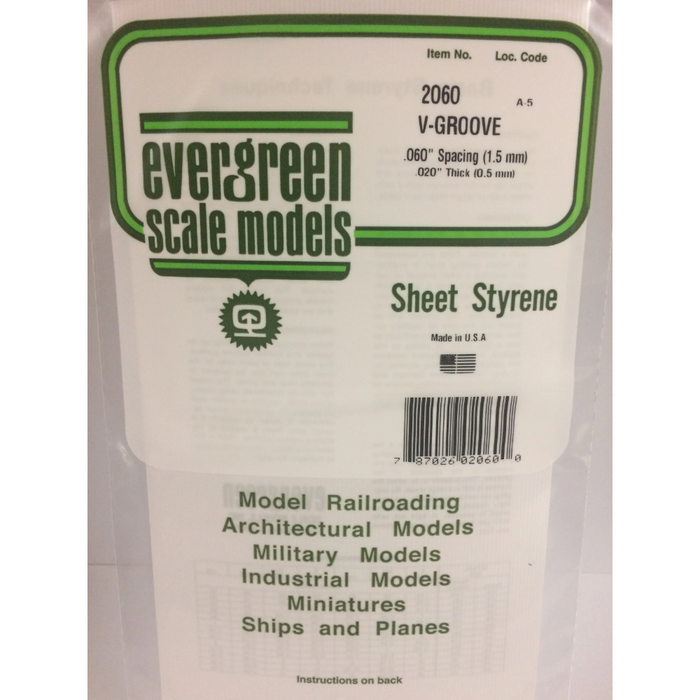 Evergreen 2060 V-Groove Siding White (0.02in) 0.5 x 150 x 300 mm
