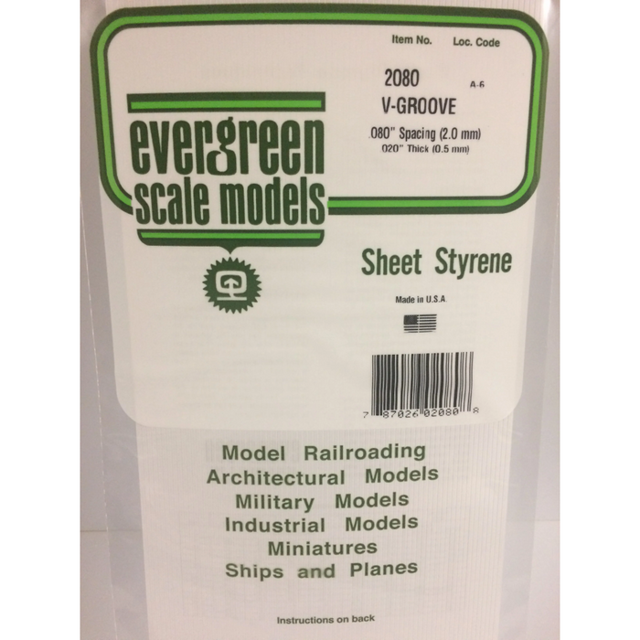 Evergreen 2080 V-Groove Siding White (0.02in) 0.5 x 150 x 300 mm