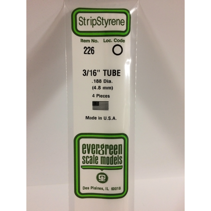 Evergreen 226 Round Tubing 0.188 (3/16)  x 14 in (4.8 x 350 mm)