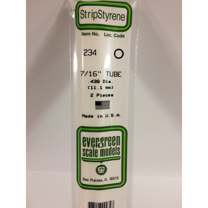 Evergreen 234 Round Tubing 0.438 (7/16)  x 14 in (11.1 x 350 mm)