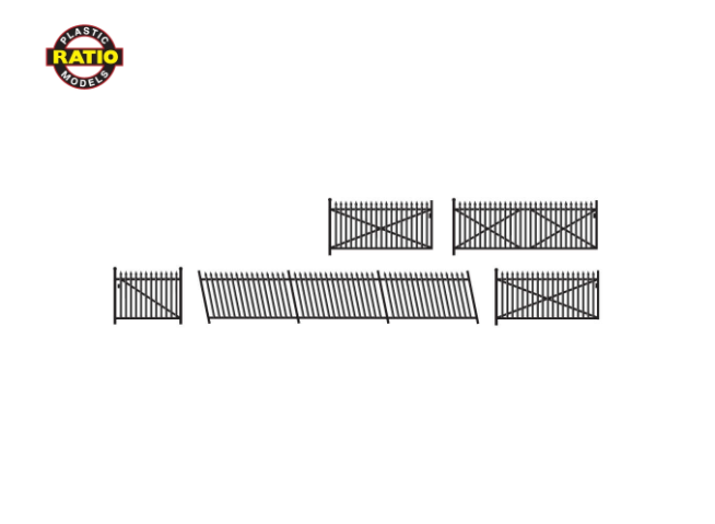 Ratio 246 N GWR Spear Fencing Black Ramp Sections & Gates