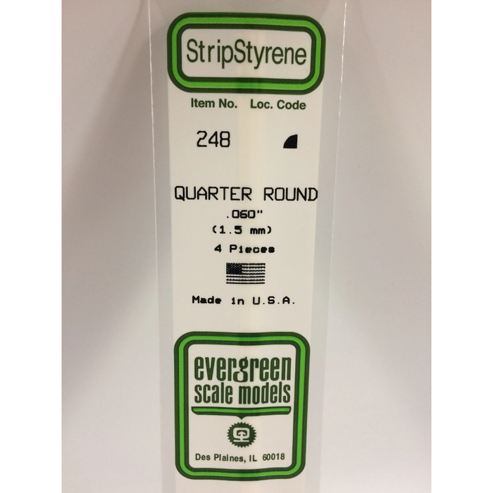 Evergreen 248 Quarter Round 0.060  x 14 in (1.5 x 350 mm)