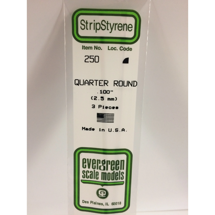 Evergreen 250 Quarter Round 0.100  x 14 in (2.5 x 350 mm)