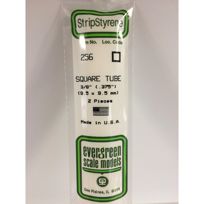 Evergreen 256 Square Tubing 0.375 Sq.  x 14 in (9.5 x 350 mm)