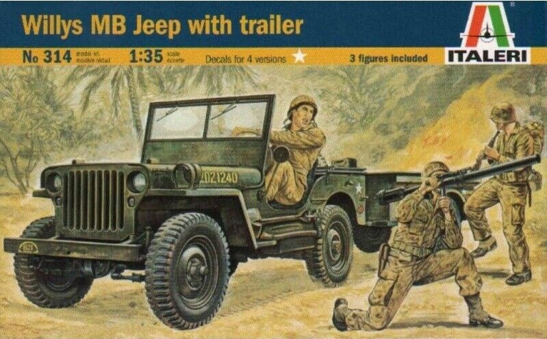 Italeri 314 1:35 Willys MB Jeep with Trailer
