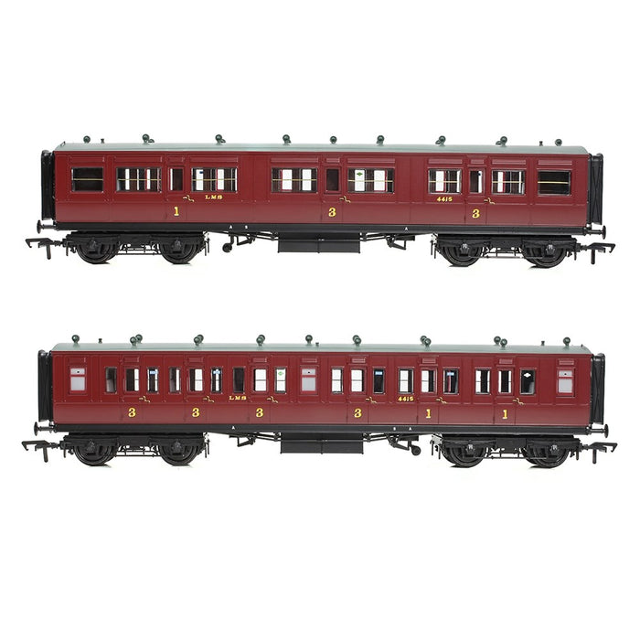 Bachmann Branchline [OO] 39-863 LNWR 50ft Arc Roof Composite Corridor in LMS Crimson Lake