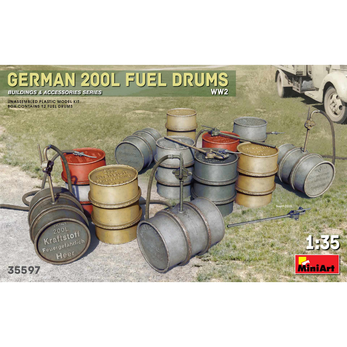 MiniArt 35597 1:35 German 200L Fuel Drum Set WW2