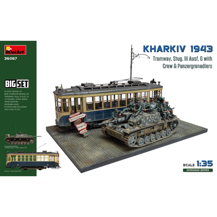 MiniArt 36067 1:35 Kharkiv 1943: Tram & Stug. III Ausf. G w/Crew. Big Set