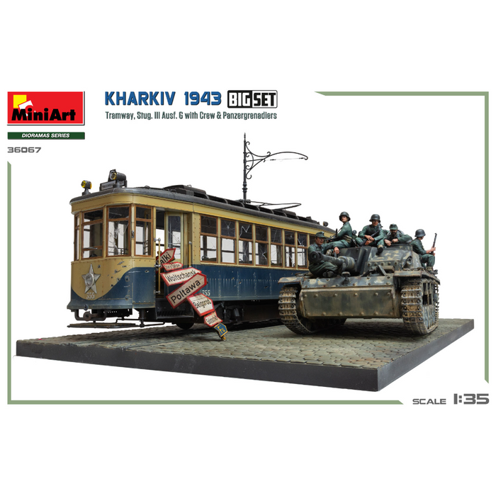 MiniArt 36067 1:35 Kharkiv 1943: Tram & Stug. III Ausf. G w/Crew. Big Set