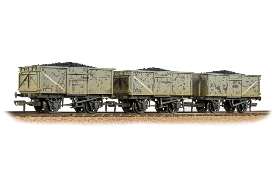 Branchline [OO] 37-239 BR 16T Steel Mineral Wagons - 3 Pack - BR Grey (Early)