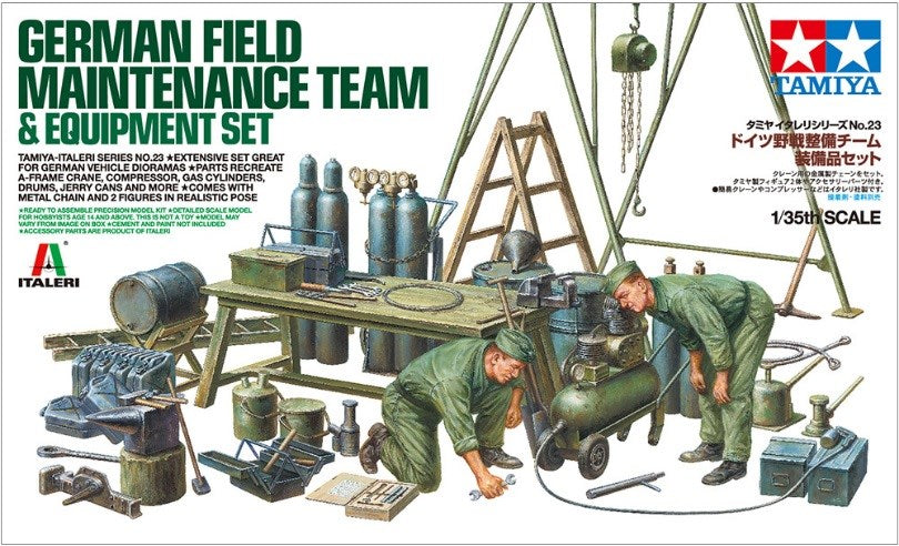 Tamiya 37023 1/35 Scale WWII German Field Maintenance Team & Equipment Set