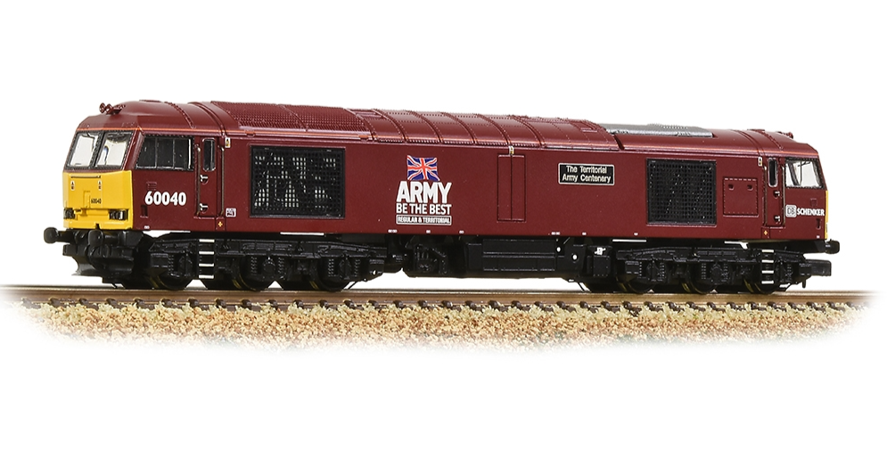 Graham Farish [N] 371-361 Class 60 60040 'The Territorial Army Centenary' DB Schenker/Army Red