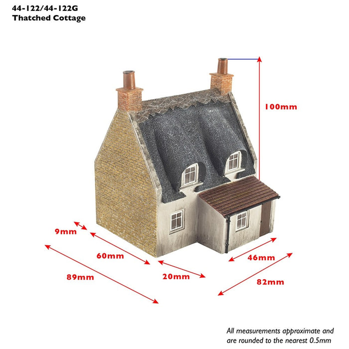Bachmann Scenecraft [OO] 44-122G Scenecraft Thatched Cottage - Grey Stone & Blue Door
