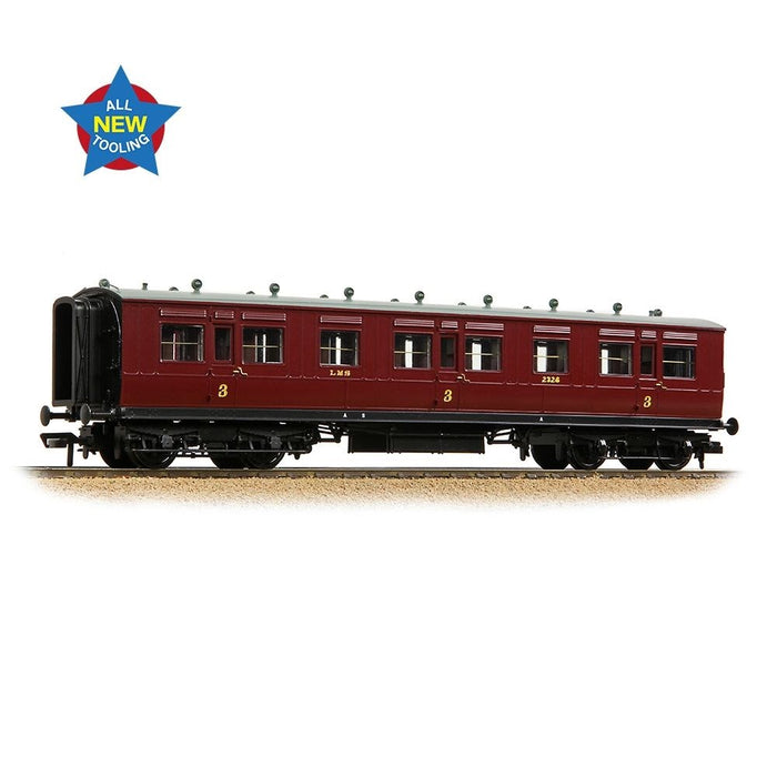 Bachmann Branchline 39-873A [OO] 1:76 LNWR 50ft Arc Roof Third Corridor in LMS Crimson Lake