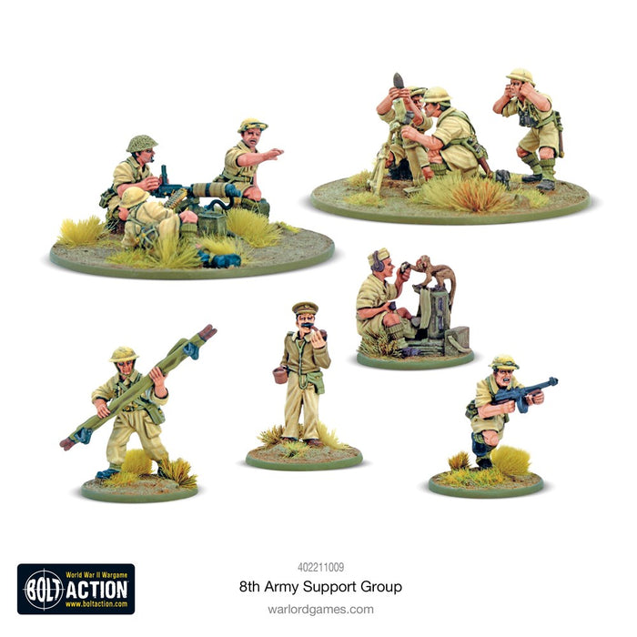 Bolt Action British 8th Army Support Group (HQ, Mortar & MMG)
