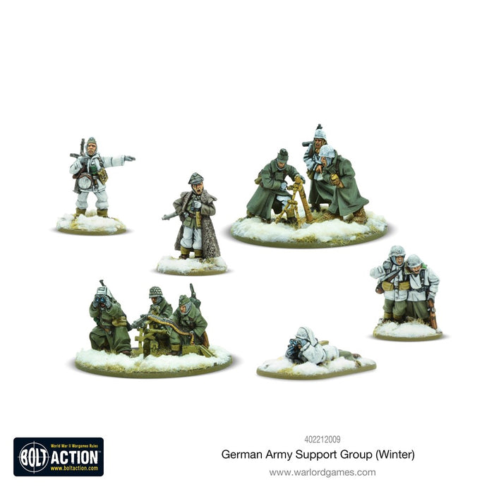 Bolt Action German Army Winter Support Group (HQ, Mortar & MMG)
