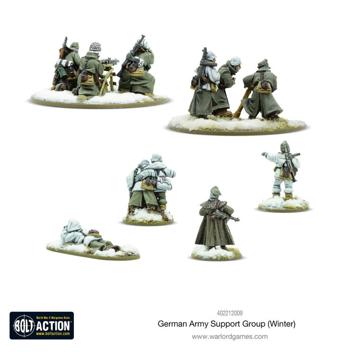 Bolt Action German Army Winter Support Group (HQ, Mortar & MMG)