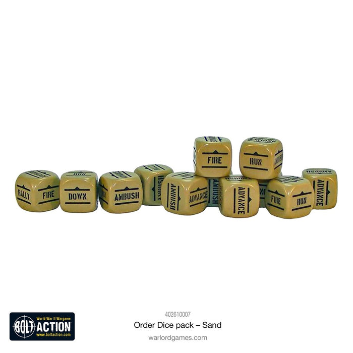 Bolt Action Orders Dice - Sand