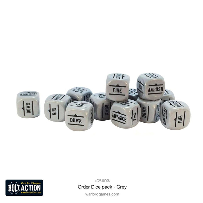 Bolt Action Orders Dice - Grey