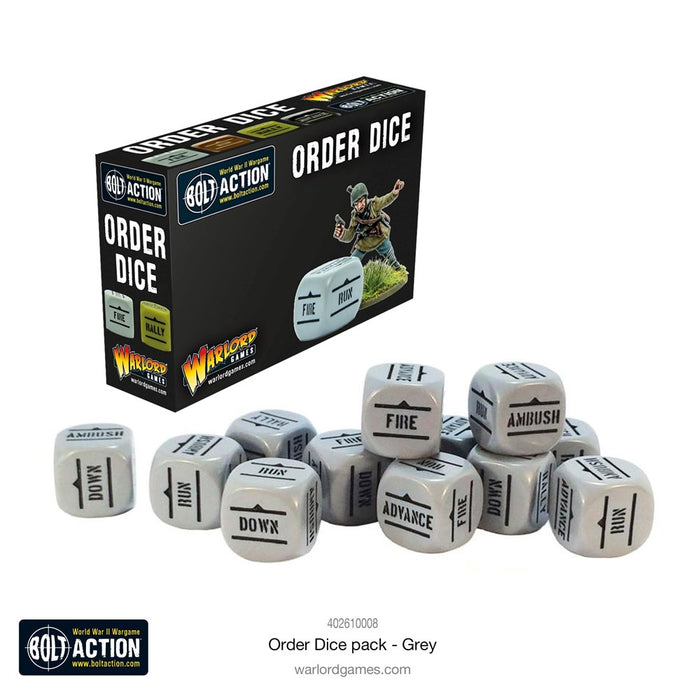 Bolt Action Orders Dice - Grey