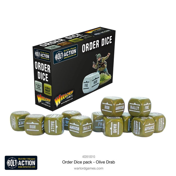 Bolt Action Orders Dice - Olive Drab