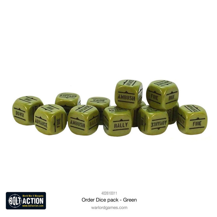 Bolt Action Orders Dice - Green