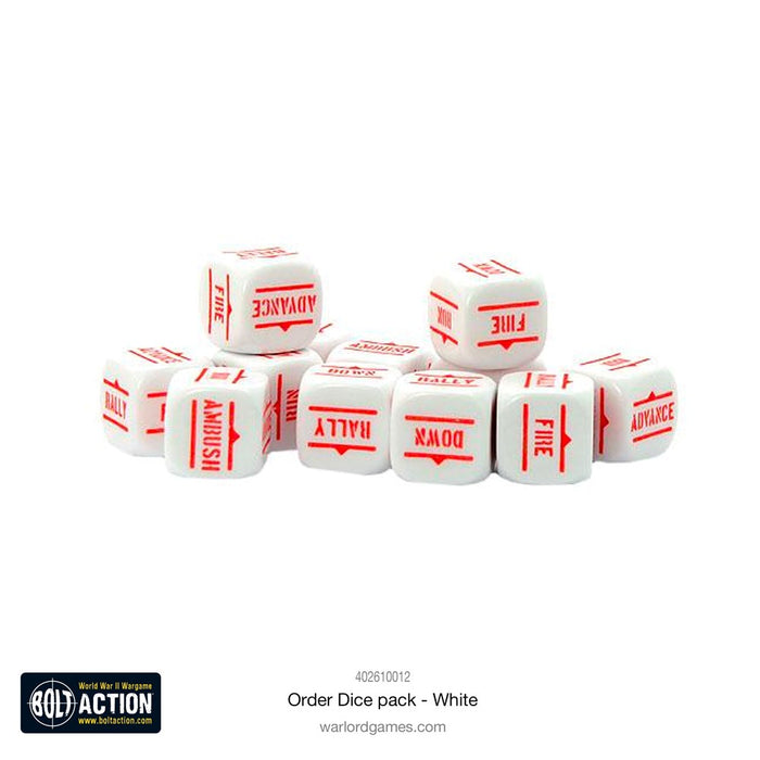 Bolt Action Orders Dice - White