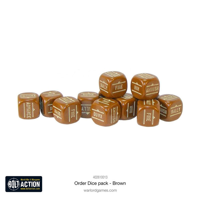 Bolt Action Orders Dice - Brown