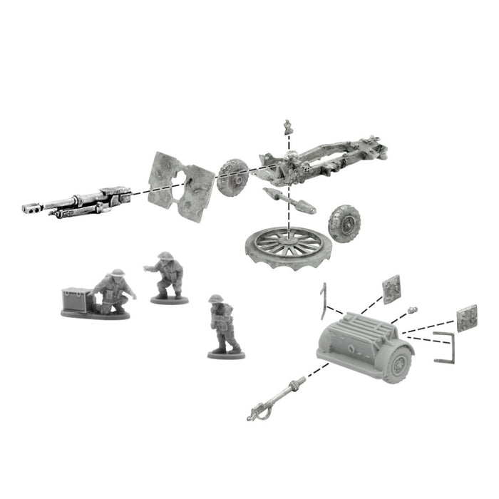 Bolt Action 3: 25 pdr anti-tank gun with British infantry (winter) crew