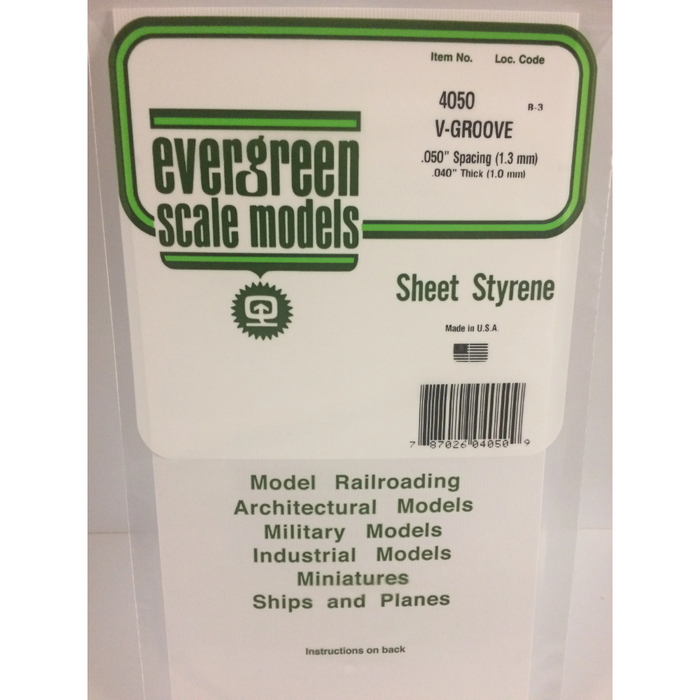 Evergreen 4050 V-Groove Siding White (0.040in) 1.0 x 150 x 300 mm