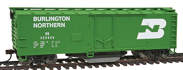 Walthers Trainline 931-1753 HO 40' Plug-Door Track Cleaning Boxcar - Burlington Northern (Cascade Green, white; Large Logo)