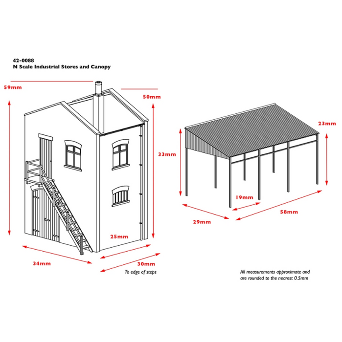 Scenecraft 42-0088 [N] 1:148 Industrial Store and Canopy