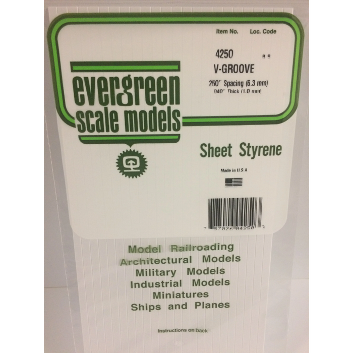 Evergreen 4250 V-Groove Siding White (0.040in) 1.0 x 150 x 300 mm