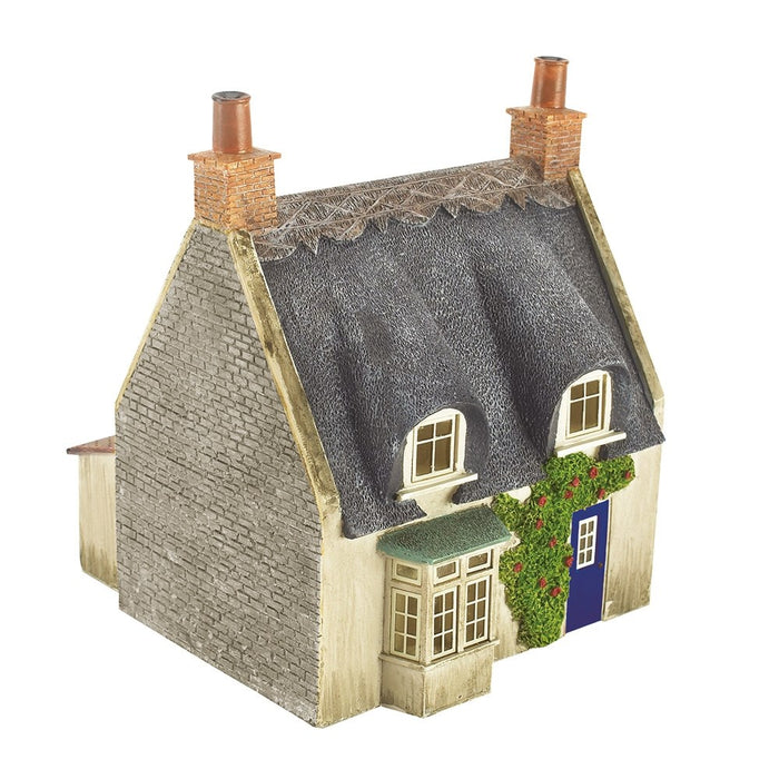 Bachmann Scenecraft [OO] 44-122G Scenecraft Thatched Cottage - Grey Stone & Blue Door