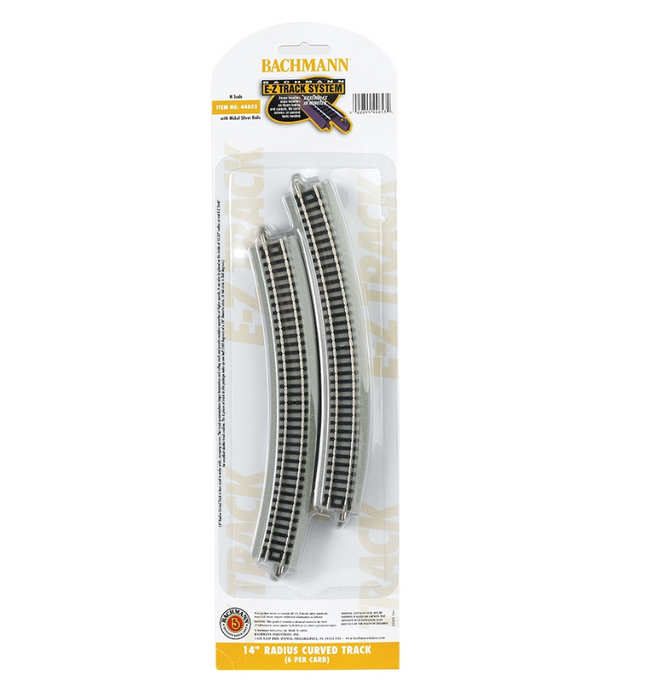 Bachmann USA 44853 [N] 14" Radius Curved (6/Card) - Nickel/Gray